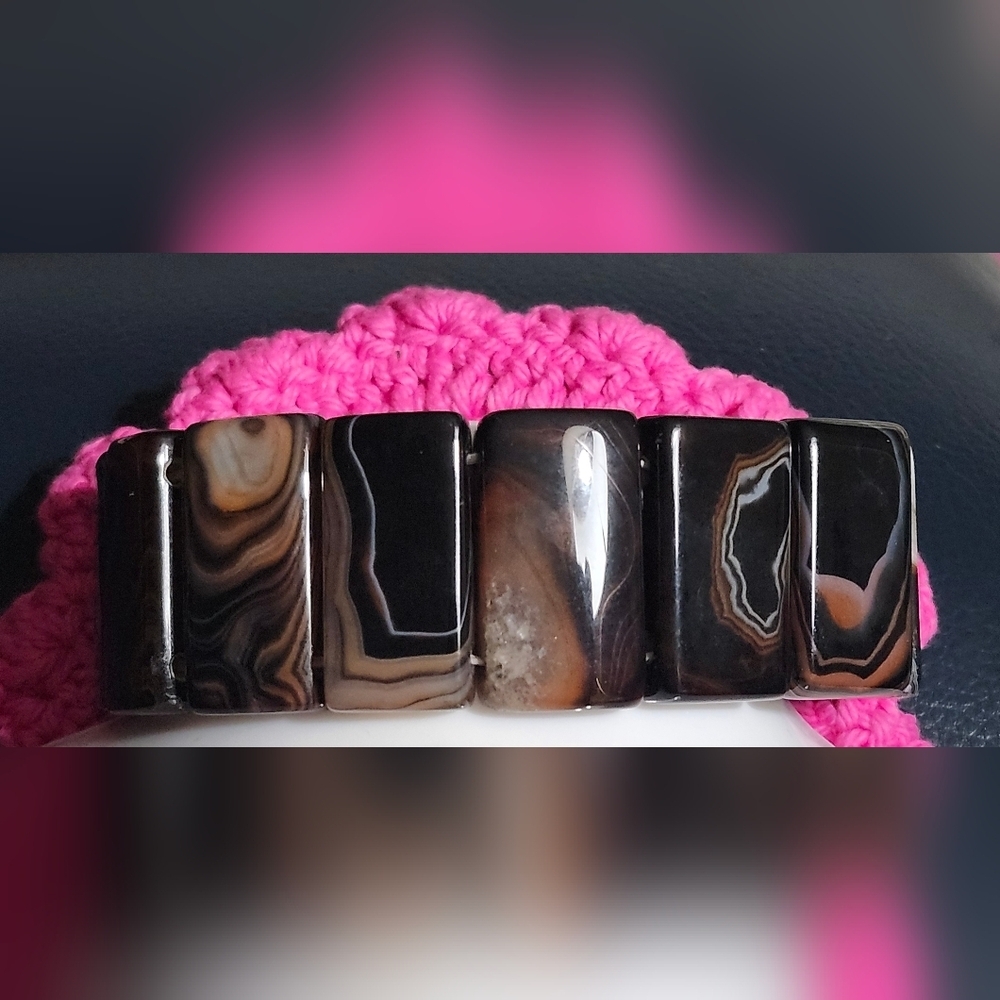 Elegant Brown Agate Bracelet Unisex Item# 175 - Picture 4 of 4